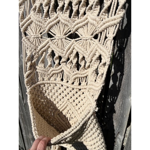 Boho Macrame Fringe Pocket Wall Hanging Cotton Natural Fiber Home Decor - Picture 10 of 10